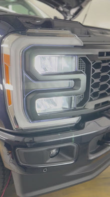 Video of the Limitless LED Low Beam Headlight Strobe/Warning/Emergency Light kit that fits 2023-Present Ford Super Duty F250/F350 Alumiduty trucks 