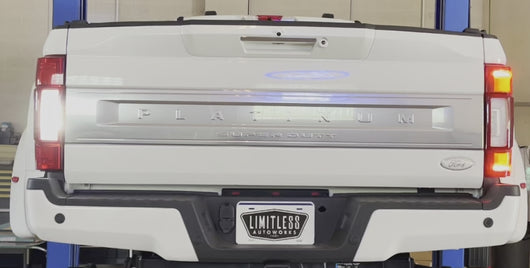 Video of the Limitless LED Taillight Running and Reverse Light Strobe/Warning/Emergency Light kit that fits 2017-2019 Ford Super Duty F250/F350 trucks 