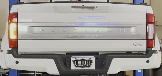 Video of the Limitless LED Reverse Light and Rear Turn Signal Strobe/Warning/Emergency Light kit that fits 2020-2022 Ford Super Duty F250/F350 trucks 